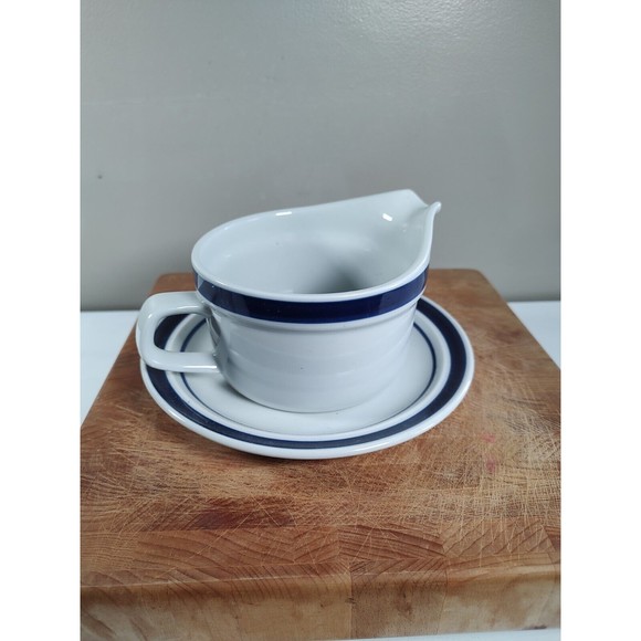 MSI Blue Monterrey Stoneware Gravy Bowl and plate set Blue Ring Japan - Picture 7 of 13